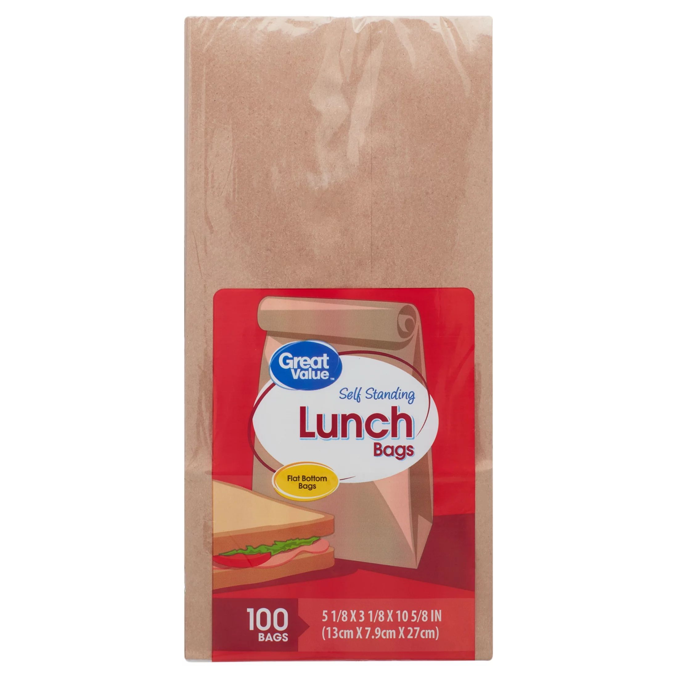 Great Value Self-Standing Lunch Bags, Brown, 100 Count | Walmart (US)