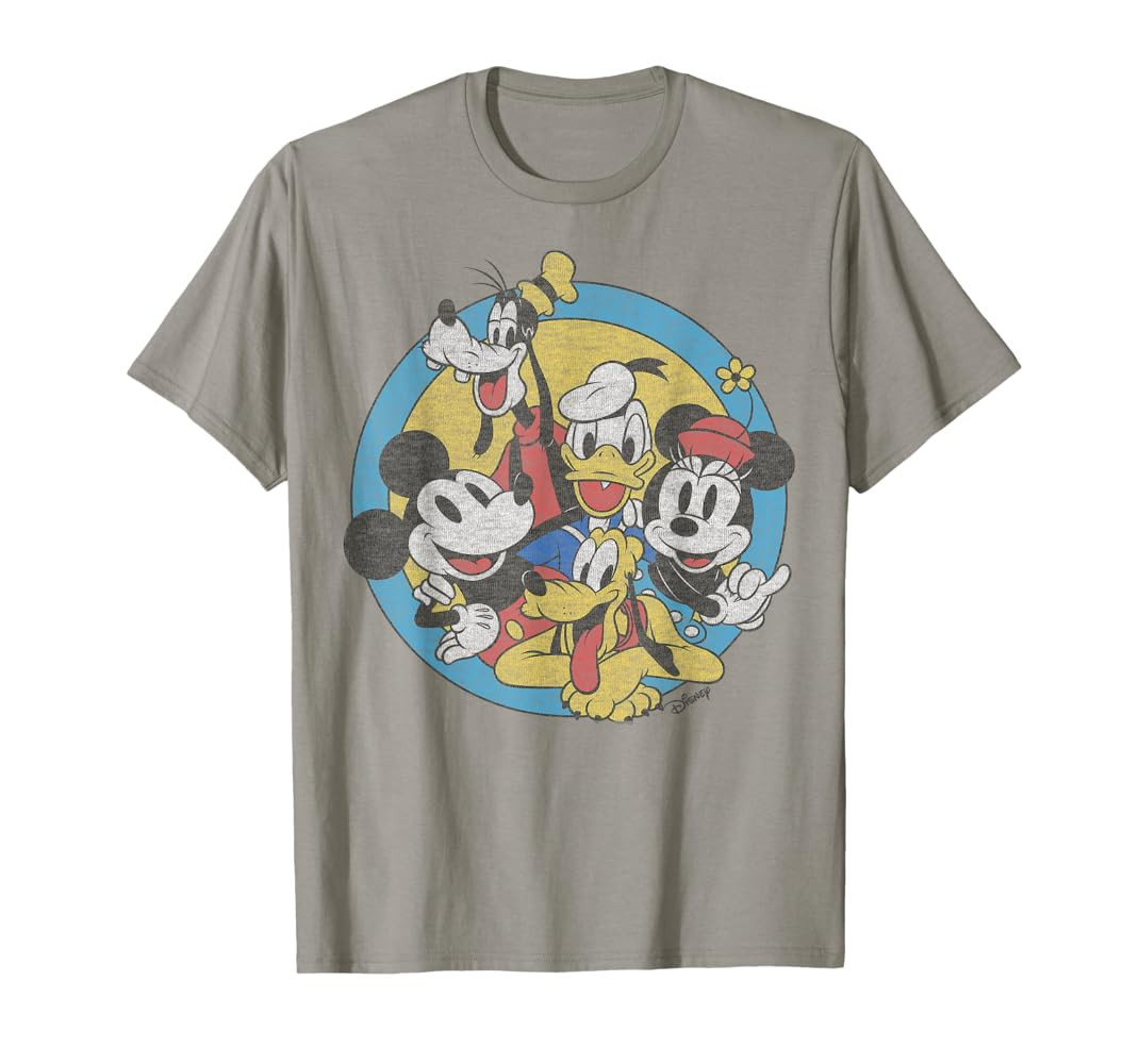 Disney Mickey And Friends Retro Group Shot T-Shirt | Amazon (US)