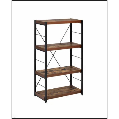 Weathered Oak And Black 3-Shelf Bookcase, Combining Rustic Charm With Modern Functionality For Versatile Storage | Wayfair North America