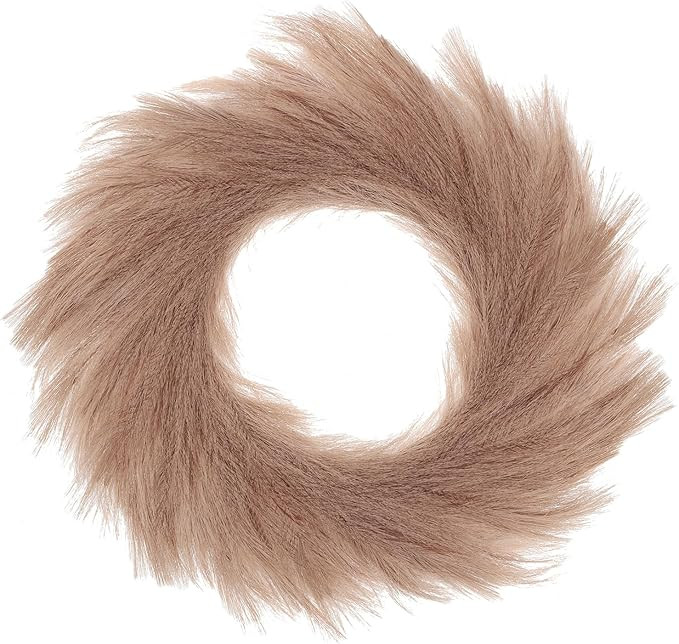 MECCANIXITY Pampas Grass Wreath Brown 22 Inch Faux Pampas Wreath for Front Door Artificial Pampas... | Amazon (US)