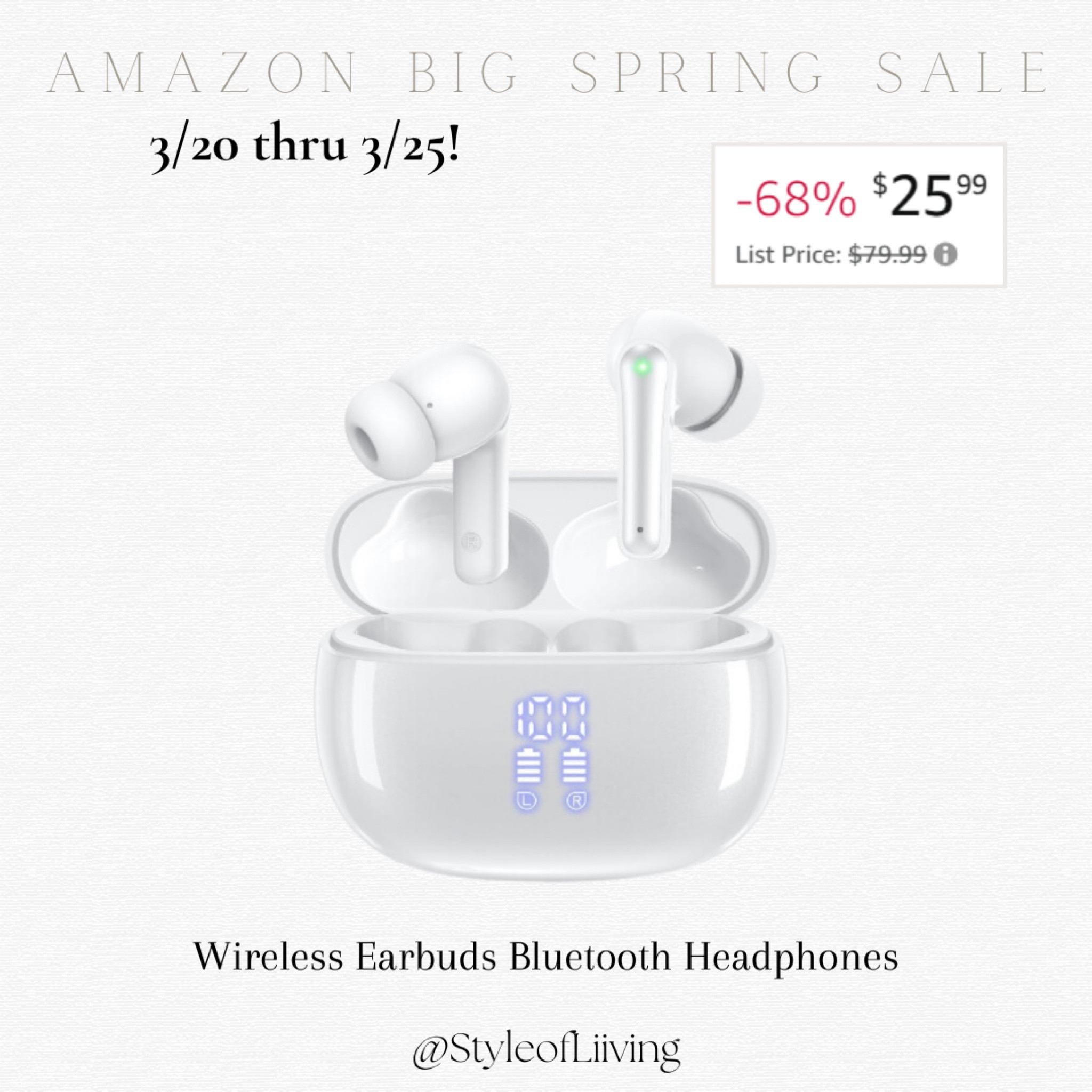 Wireless earbuds Bluetooth headphones on sale! Amazon big spring sale! #electronics 

#LTKfitness #LTKsalealert #LTKfindsunder50