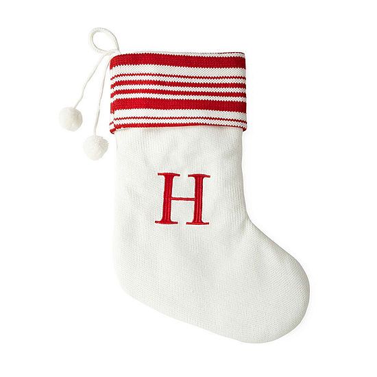 North Pole Trading Co 19 Inch Embroidered Pom Pom Monogram Christmas Stocking JCPenney | JCPenney