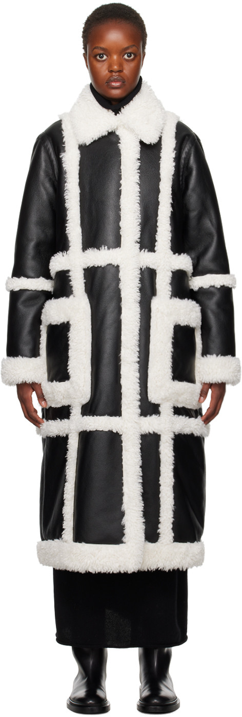 Stand Studio Black Patrice Faux-Leather Coat | SSENSE