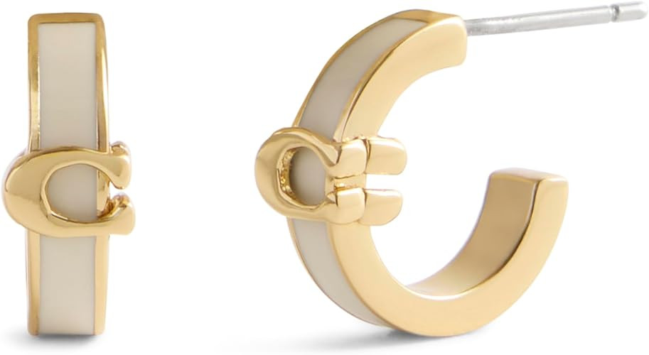 COACH Jewelry Women's Signature C Enamel Huggie Earrings | Amazon (US)