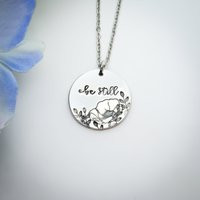 Hand Stamped Silver Necklace Be Still | Etsy (US)
