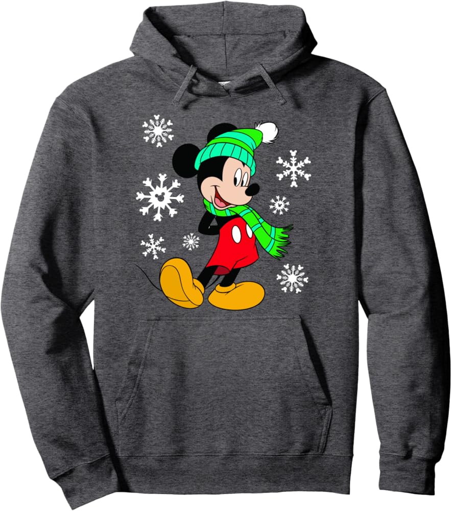 Disney Mickey Mouse Holiday Snowflakes Portrait Christmas Pullover Hoodie | Amazon (US)
