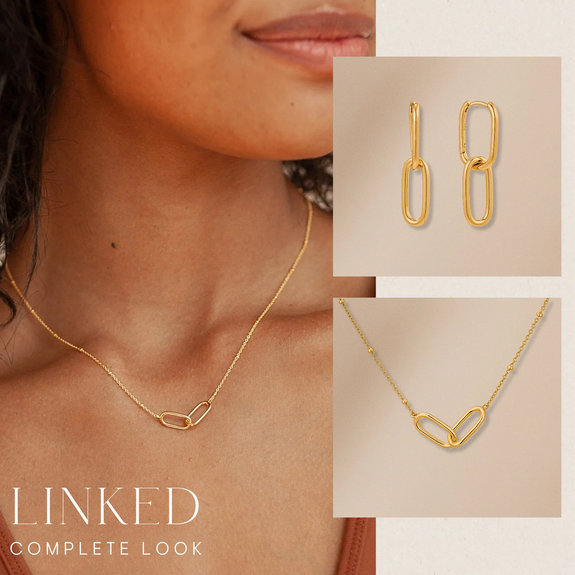 Dainty Linked Pendant Necklace & Earrings Set | Caitlyn Minimalist | Caitlyn Minimalist