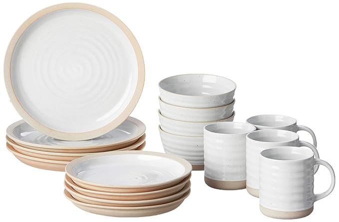 Certified International Artisan 16 piece Dinnerware Set, Set of 4, Off White, Tan | Amazon (US)
