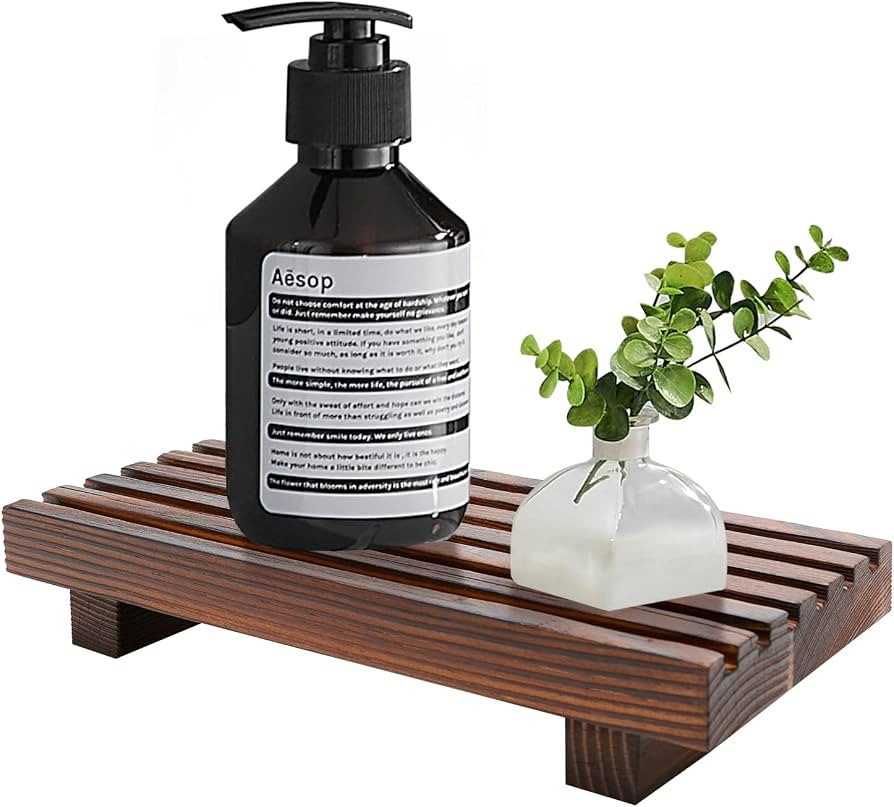Renawe Small Kitchen Sink Soap Tray for Counter Soap Dish Dispenser Holder Wooden Risers Stand fo... | Amazon (US)