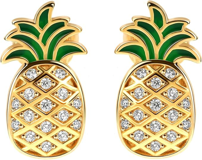 Pineapple Earrings for Girls 925 Sterling Silver Hypoallergenic Fruit Stud Earrings Jewelry Gifts... | Amazon (US)
