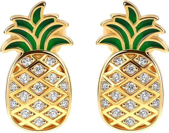 Pineapple Earrings for Girls 925 Sterling Silver Hypoallergenic Fruit Stud Earrings Jewelry Gifts... | Amazon (US)