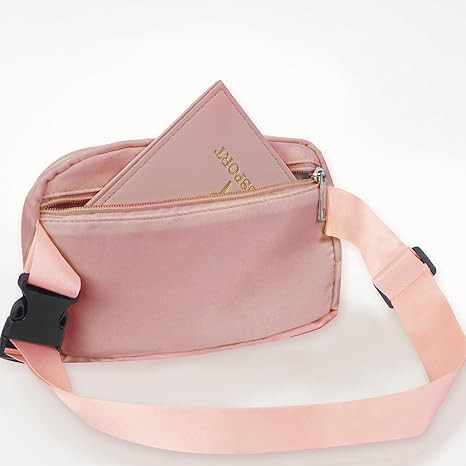 COSHAYSOO Pink Belt Bag Small Waist Fanny Pack Crossbody Purse with Initial Letter Patch for Teen... | Amazon (US)