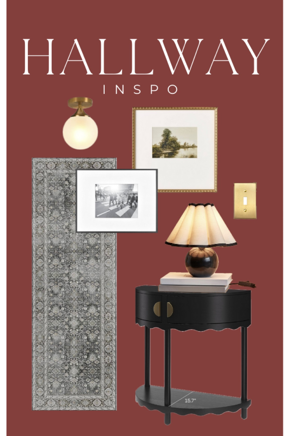 Mood board for our red hallway! We color drenched our hallway in Valspar Red Henna and we’re currently working on decorating it.

#LTKHome