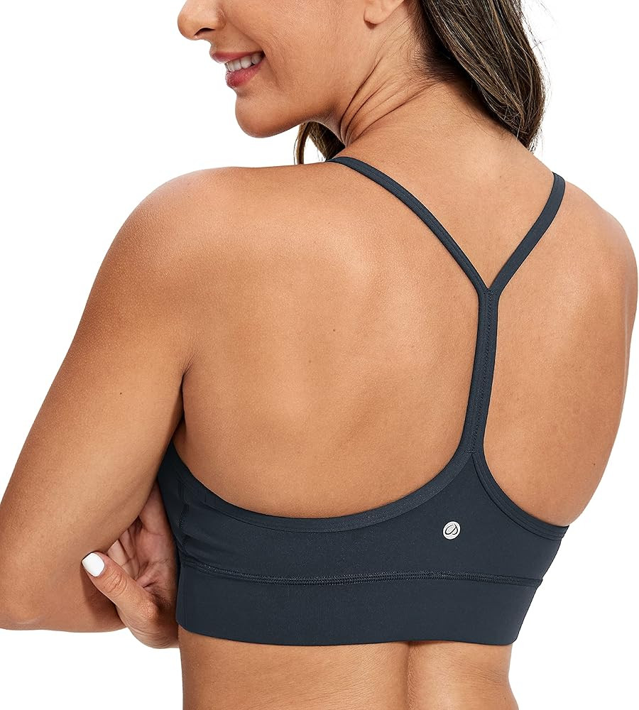 CRZ YOGA Butterluxe Womens Y-Back Racerback Sports Bra - Spaghetti Straps Wireless Scoop Neck Ath... | Amazon (US)