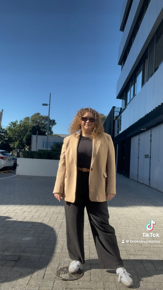 Modern smart casual office outfit. Viktoria and Woods pants, Camilla and Marc Blazer, Skims Bodysuit & Adidas Sambas 

#LTKaustralia #LTKworkwear #LTKcurves