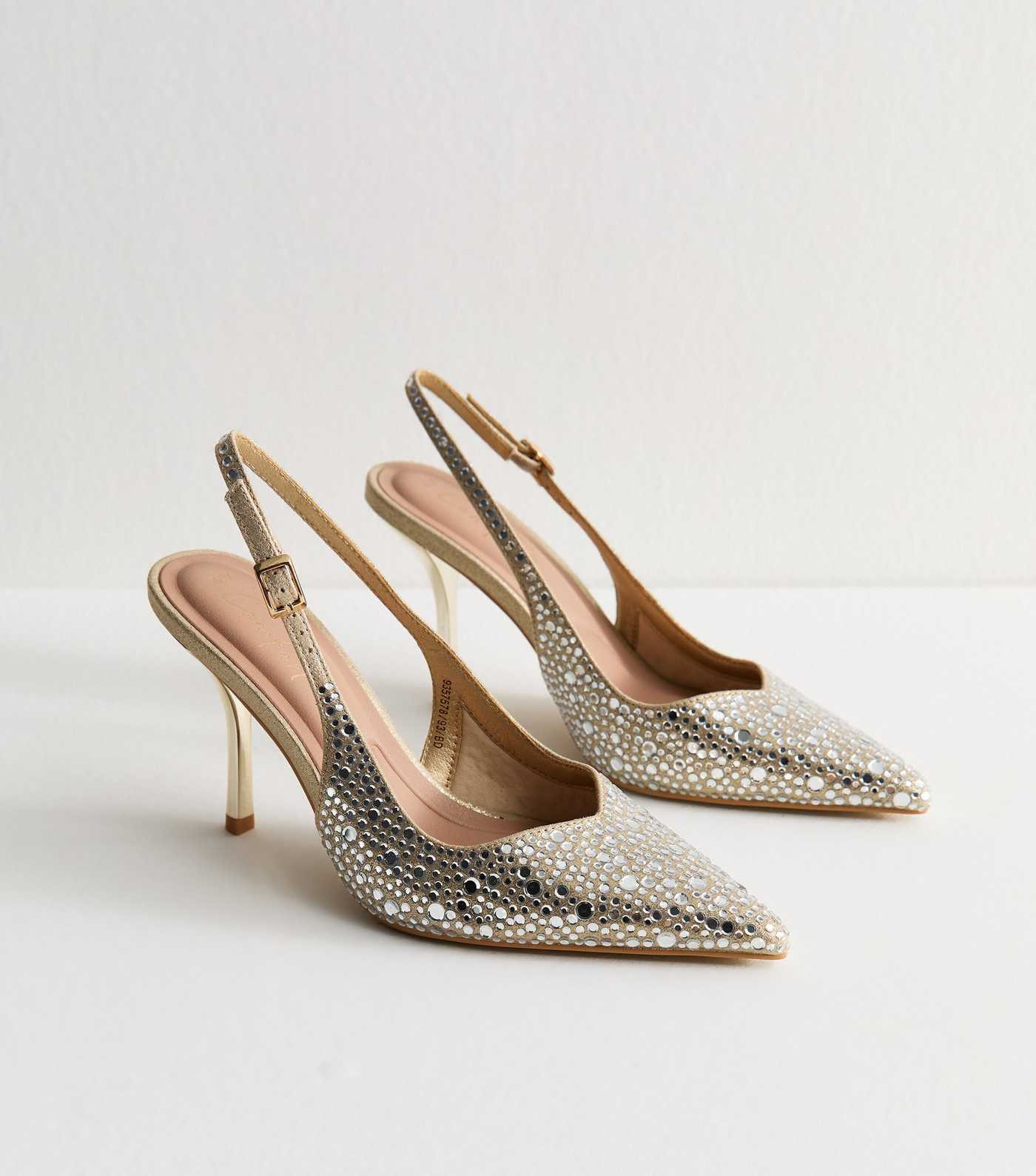 Gold Embellished Faux Leather Slingback Court Shoes | New Look | New Look (UK)