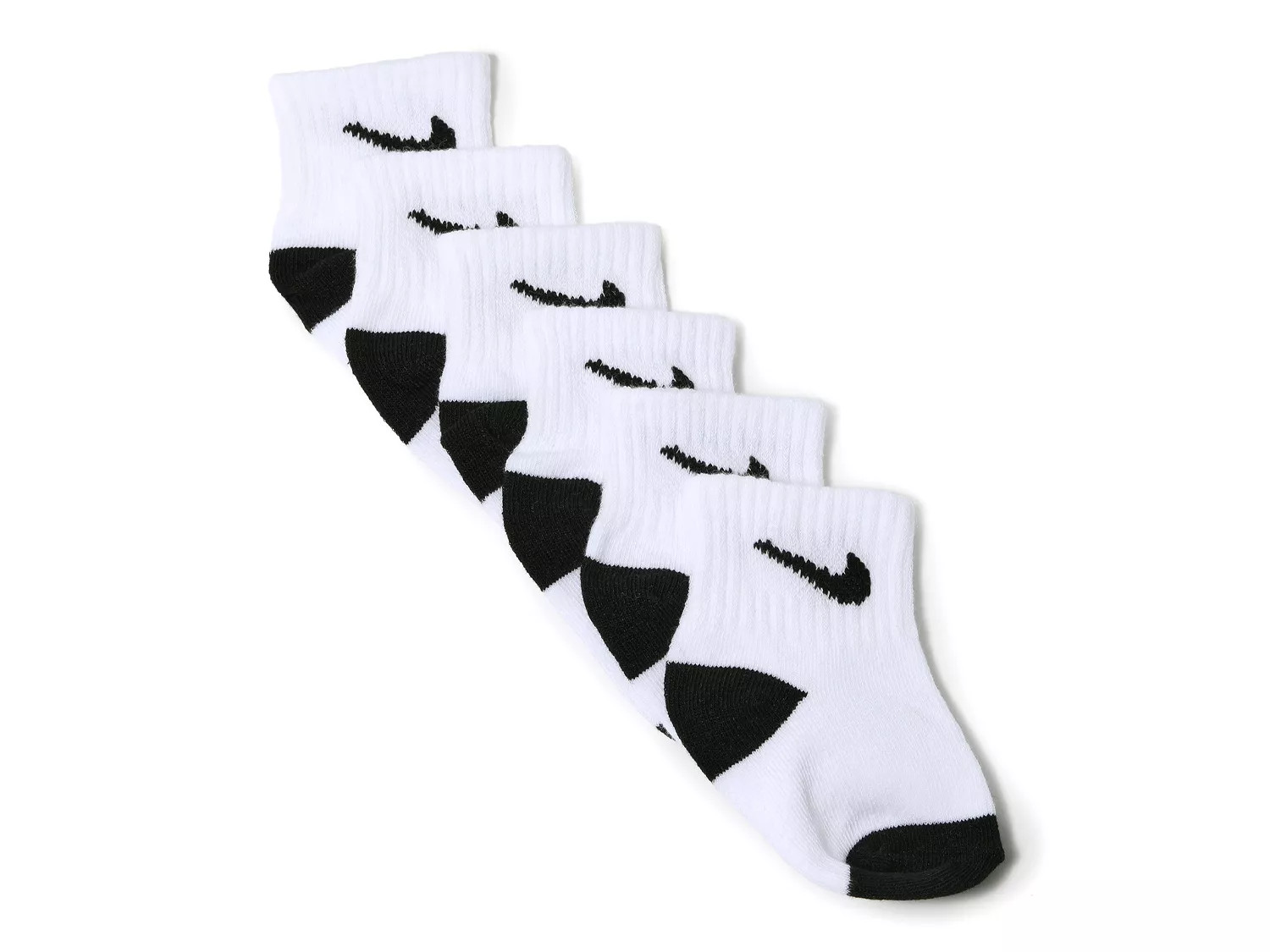 Nike Logo Kids' Ankle Socks 6 Pack | Boy's | White/Black | Size One Size | Socks | Ankle | Athletic | DSW