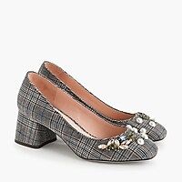 Block-heel pumps in embellished plaid | J.Crew US