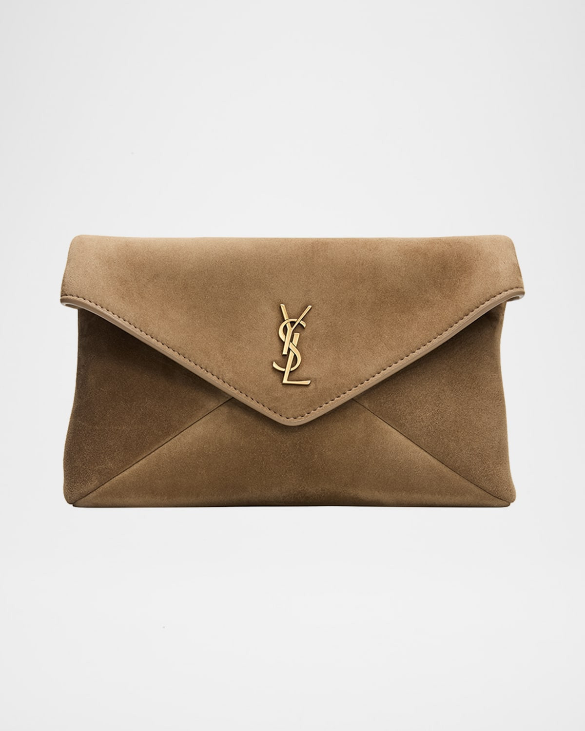 Cassandre Large Suede Envelope Clutch Bag | Neiman Marcus