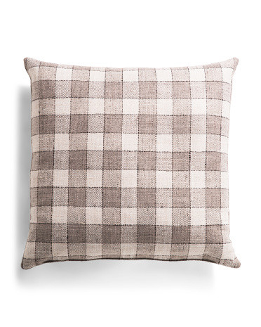 Made In Usa 22x22 Celeste Smoke Gingham Feathered Fill Pillow | TJ Maxx