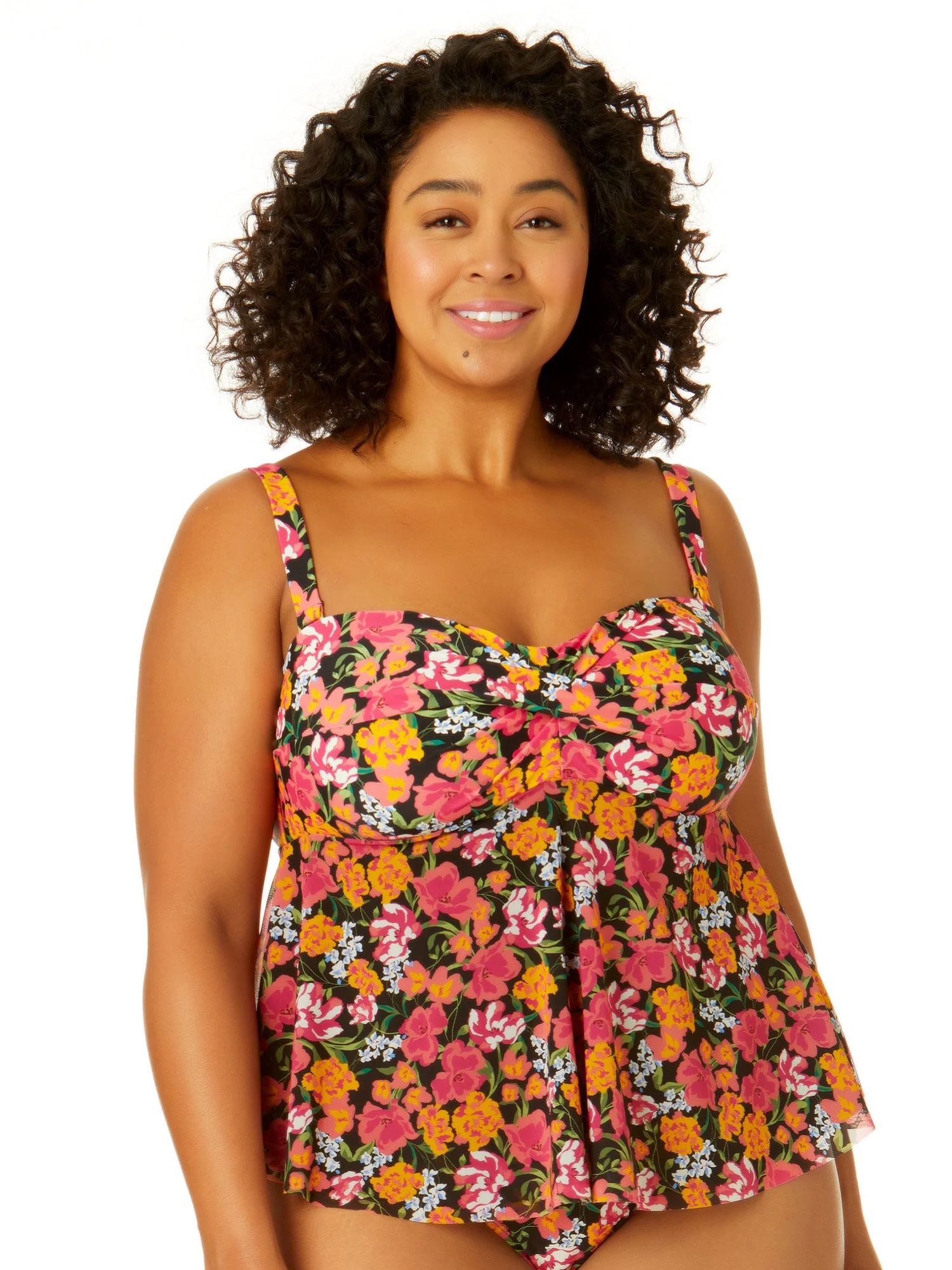Time and Tru Women's Plus Size Floral Sweetheart Tankini Top | Walmart (US)
