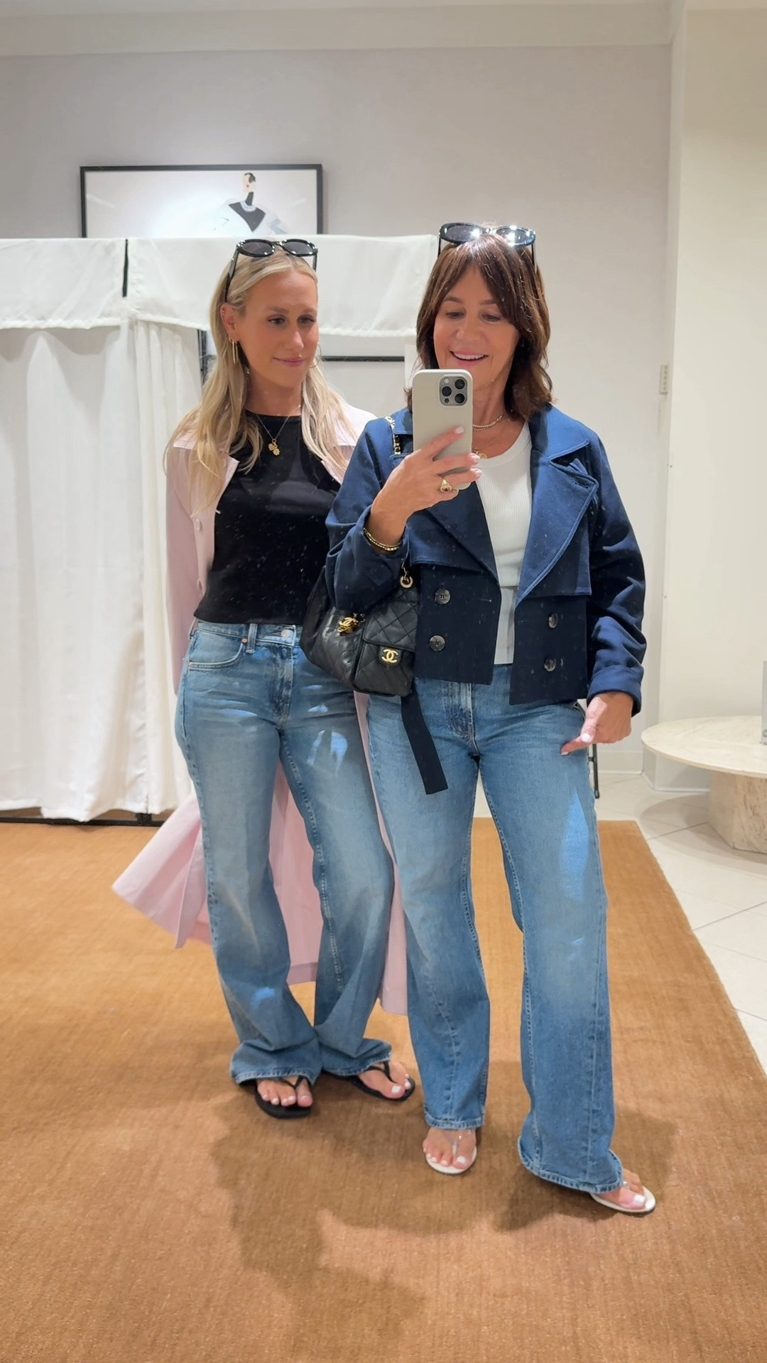 Our new favorite jean!!! 💖 It’s a mid-rise, boot cut style, and it’s one worth trying. (For reference, I took my usual size 27.) 

Because it’s made of rigid denim, it isn’t super stretchy — but it does give, and once it does, you’ll never want to wash them!