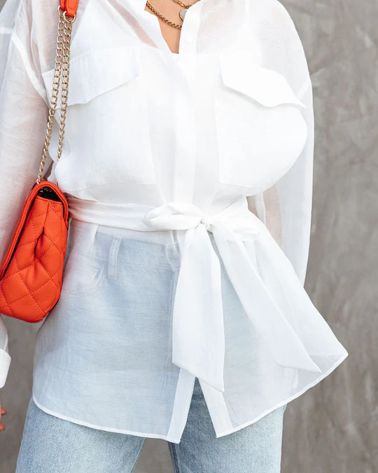 Successful Queen Sheer Tie Waist Top | VICI