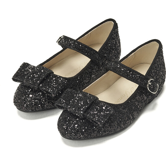 Ellen Glitter Mary Janes, Black | Maisonette