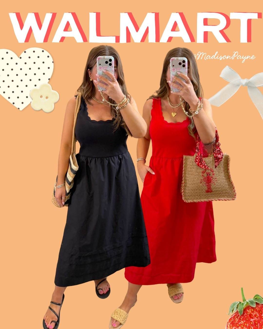 New at Walmart U-neck mixy dress with straw totes ￼

#LTKootd #LTKSeasonal