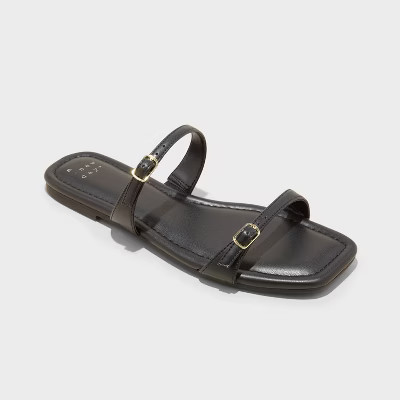 Women's Connie Two Band Buckle Slide Sandals with Memory Foam Insole - A New Day™ | Target