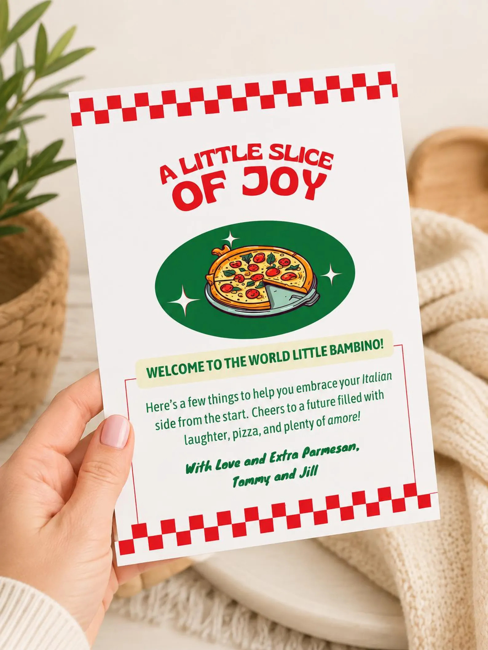 Italian Baby Gift Printable, Baby Shower Gift Card, Pizza Box Gift Insert, Editable Canva Templat... | Etsy (Global)