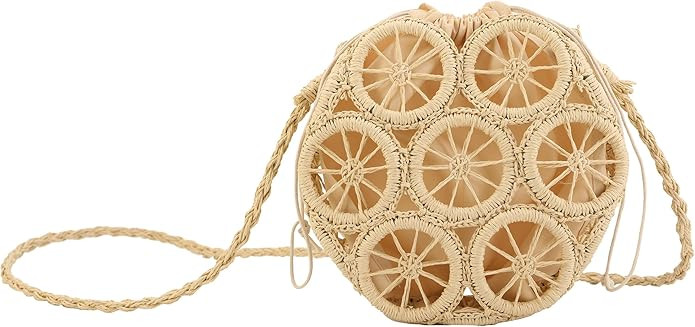 Crossbody Straw Bags for Women, Hollowed-out Lemon Hand Woven Shoulder Bag with Rattan Strap, Tre... | Amazon (US)