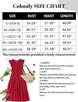 Coloody Women's 2024 Summer Casual Midi Dress Boho Flutter Sleeve Crew Neck Smocked Flowy Tiered ... | Amazon (CA)