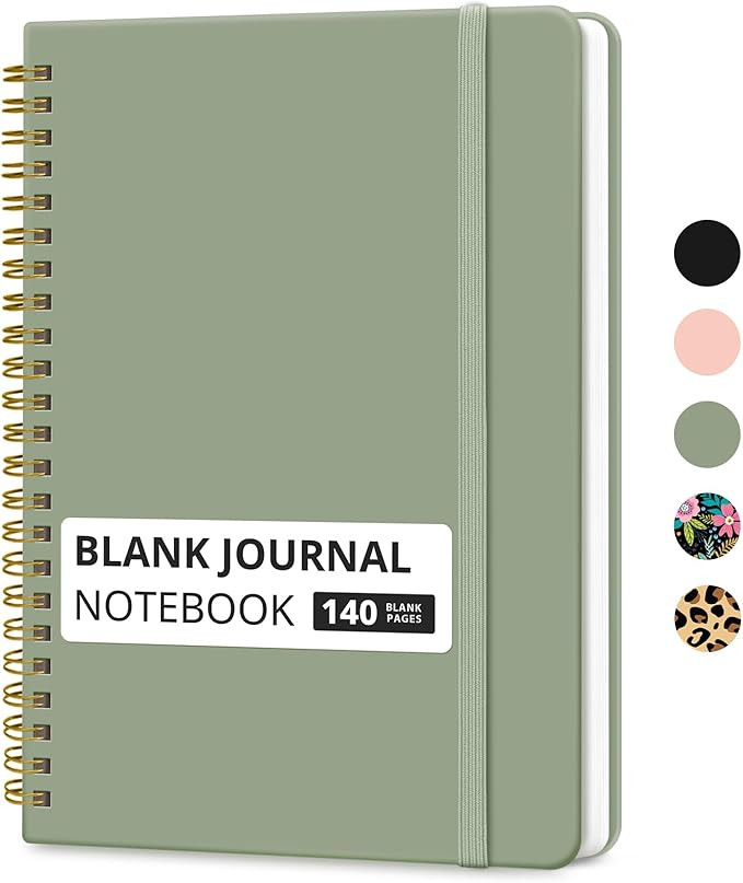 Taja Blank Spiral Journal Notebook for Women & Men, 140 Pages, Sketch Book, Plain Notebook for Dr... | Amazon (US)