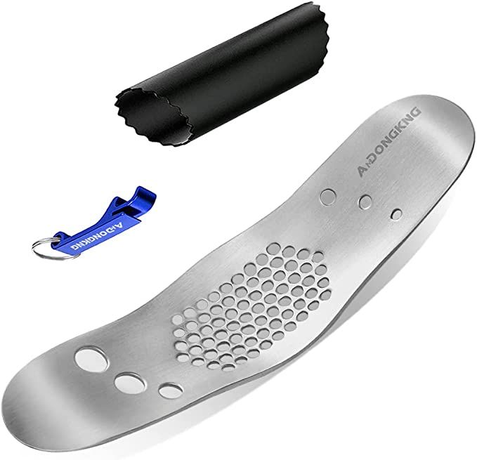 Garlic Press Rocker & Leaf Herb Stripper with Silicone Roller Peeler and Bottle Opener(Color Rand... | Amazon (US)