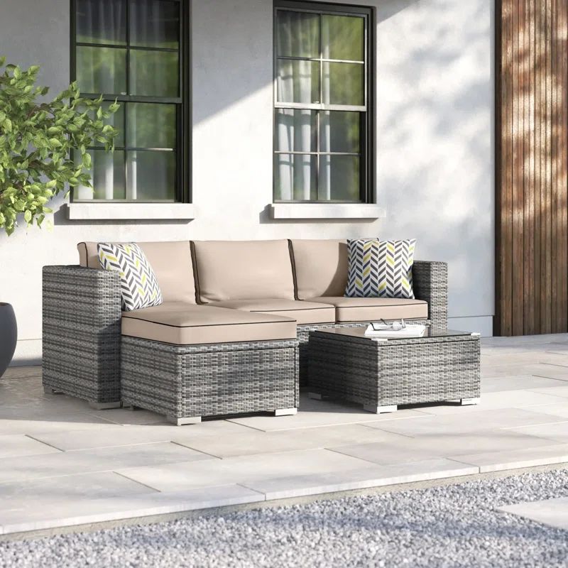 Pastrana Polyethylene (PE) Wicker 3 - Person Seating Group with Cushions | Wayfair North America