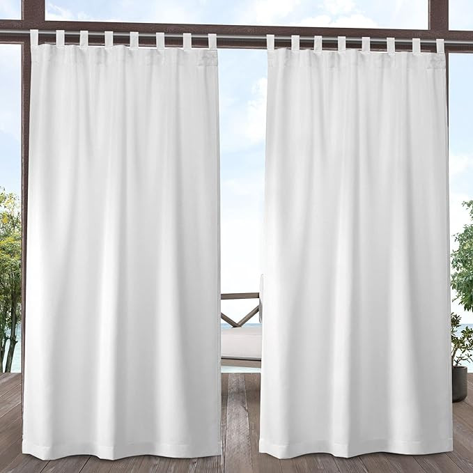 Cabana Solid Indoor/Outdoor Light Filtering Hook-and-Loop Tab Top Curtain Panel, 54"x96", Winter ... | Amazon (US)