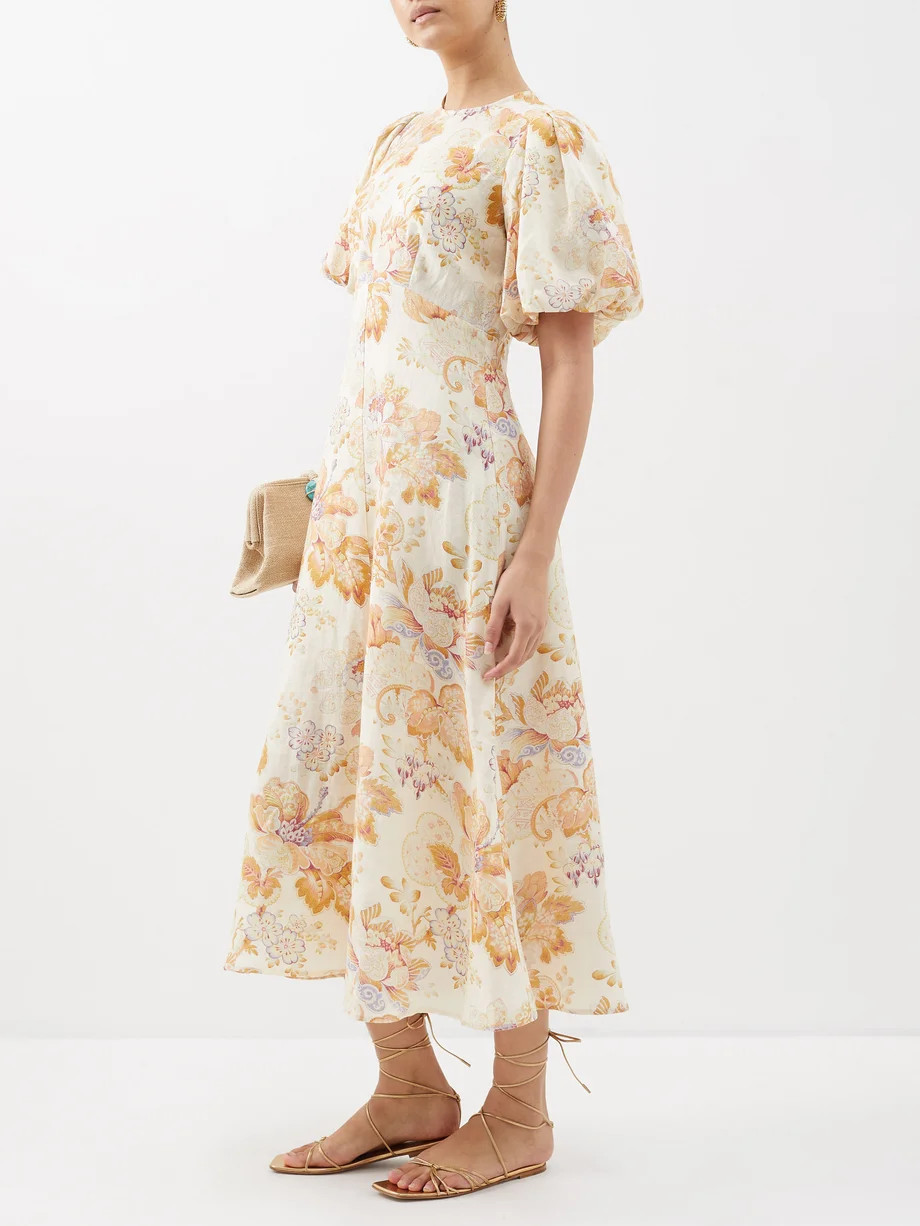 Philomena floral-print linen midi dress | Matches (US)