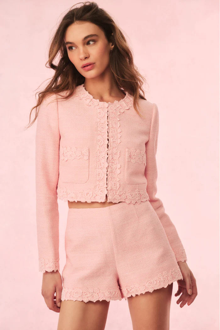 Leilana Tweed Cropped Jacket | LoveShackFancy