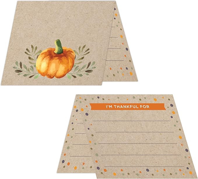 Koko Paper Co Thanksgiving Place Cards with Fill-in Gratitude Cards | Pack of 50 Cards | Printed ... | Amazon (US)
