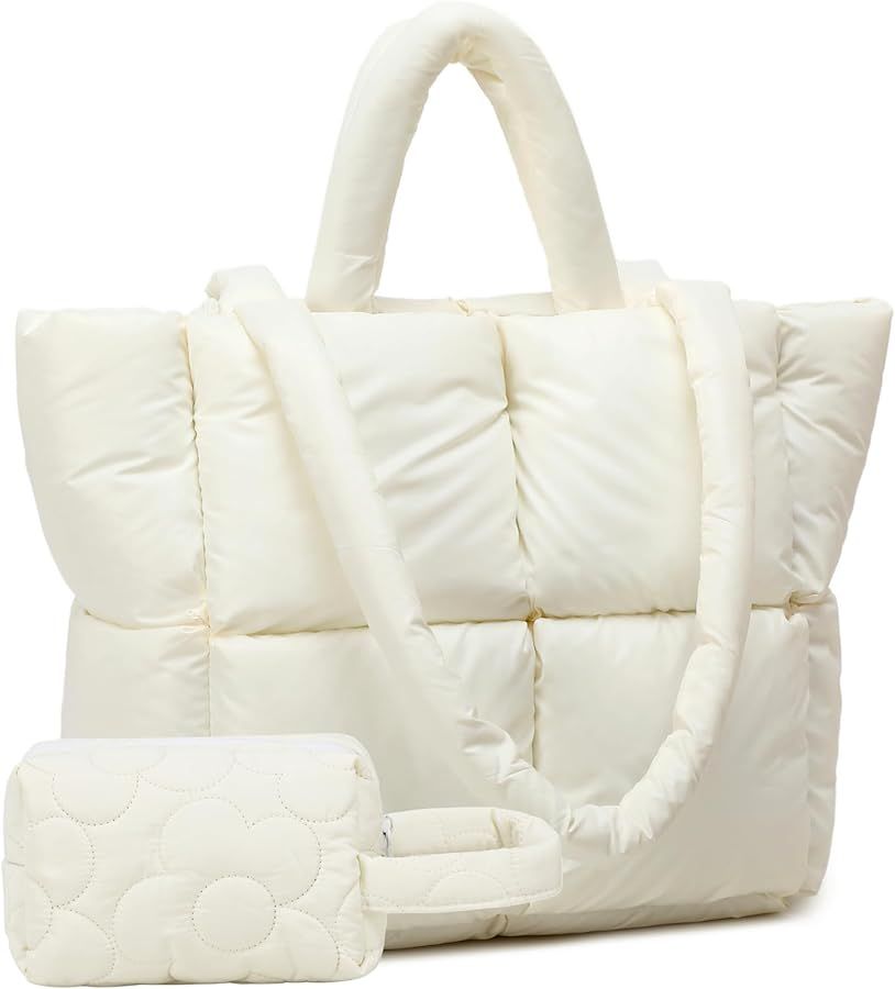 Puffer Tote Bag, Quilted Puffy Purse, Cute Padded Winter Shoulder Bags, Lightweight Down Handbag ... | Amazon (US)