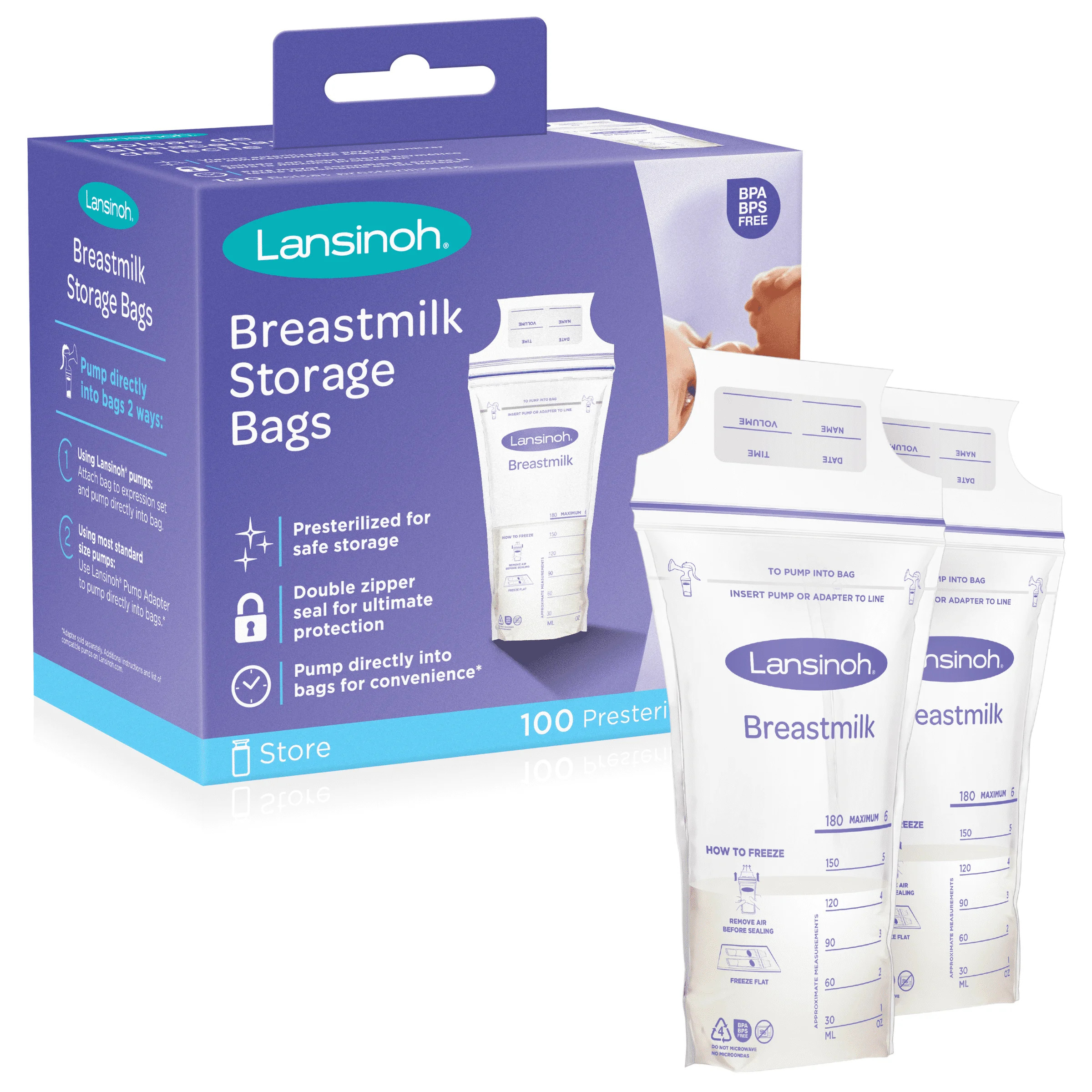 Lansinoh Breastmilk Storage Bags for Breastfeeding Moms, 100 Ct - Walmart.com | Walmart (US)