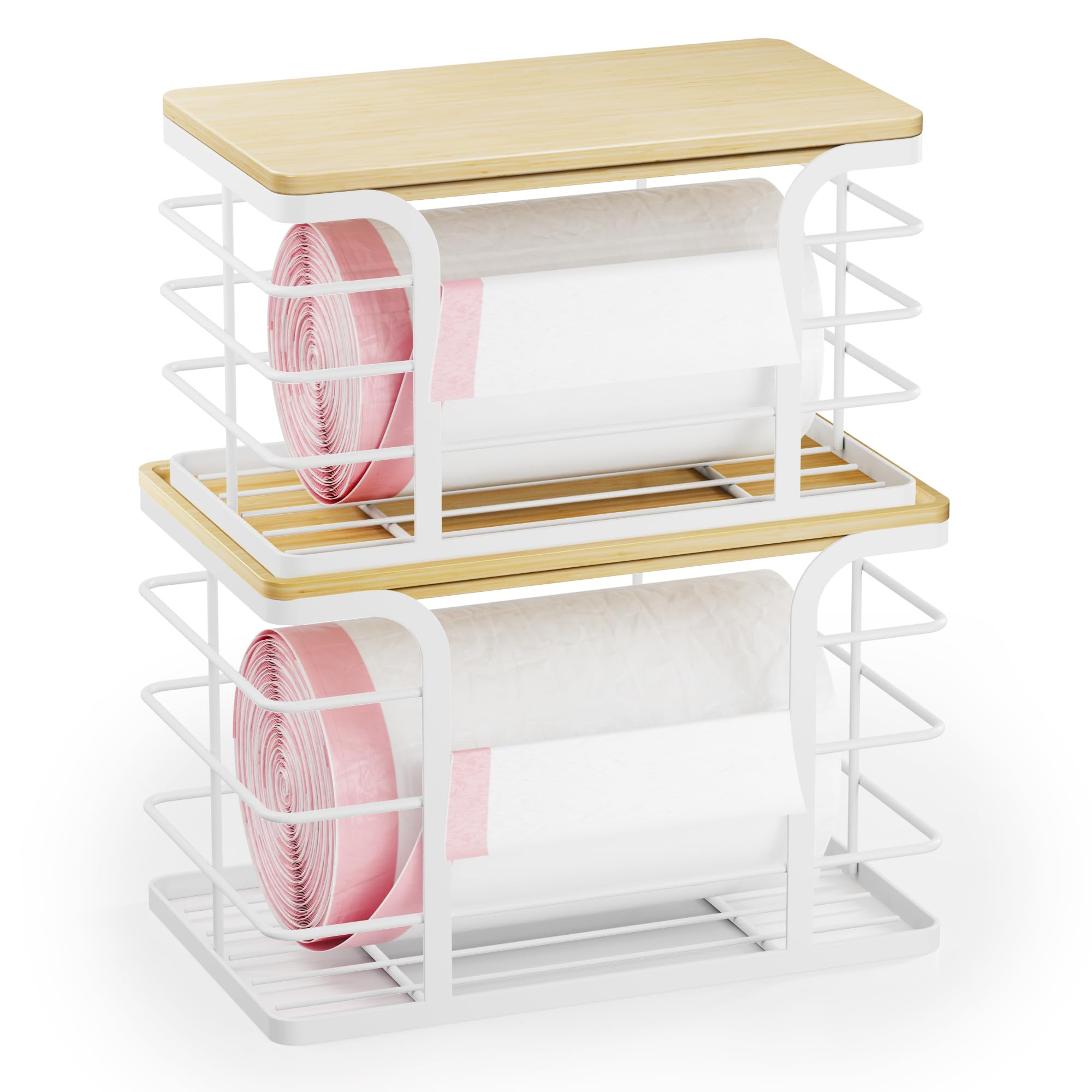 2 Pack Stackable Storage Kitchen Laundry Organizers,Trash Bag Holder Wall Mount Garbage Bag Dispe... | Amazon (US)