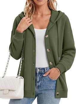 Zeagoo Hoodie for Women Hooded Sweatshirt Button Hoodies With Pockets Comfy Fleece Jackets 2026 F... | Amazon (US)