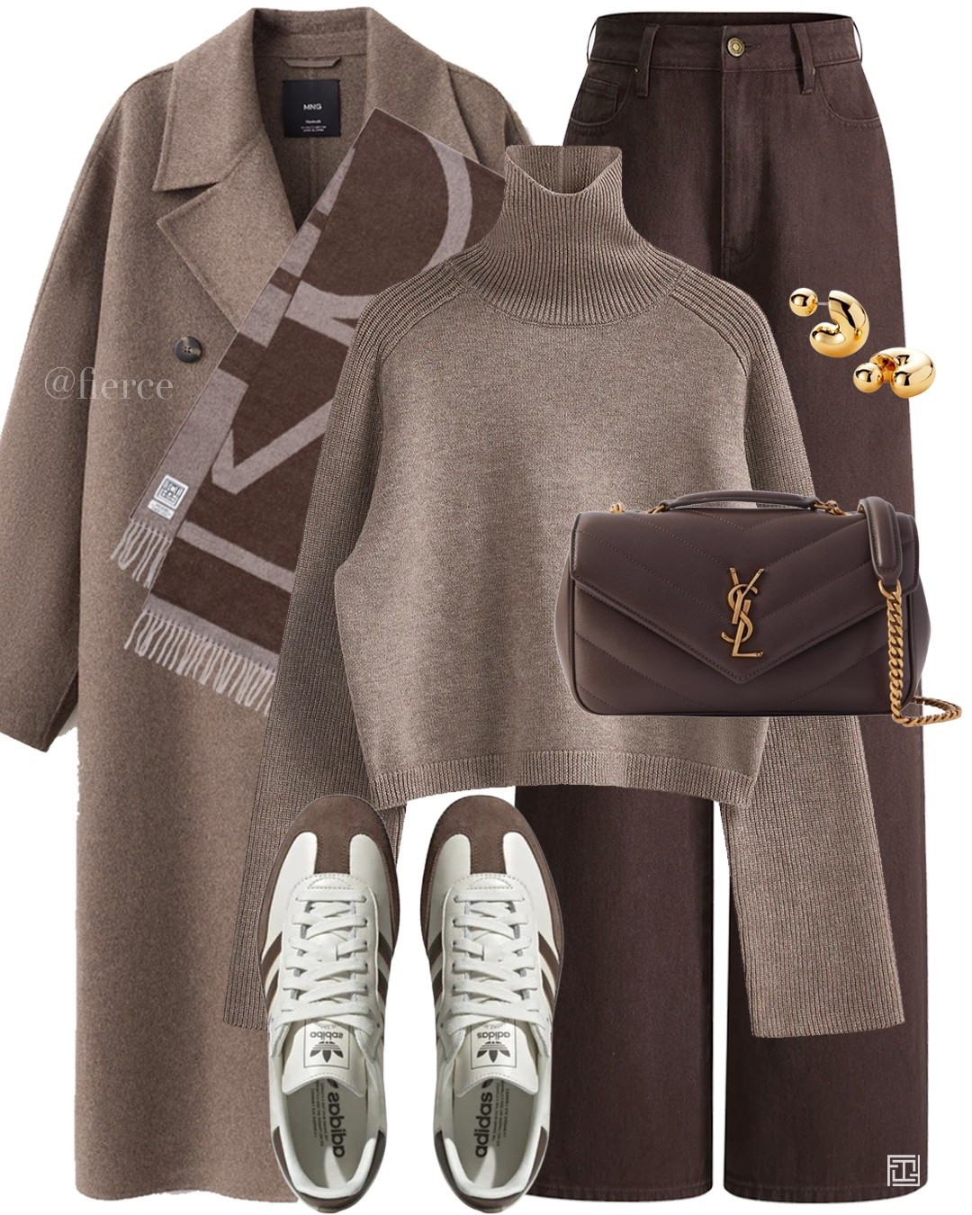 Taupe wool coat taupe mole beige jumper chocolate brown jeans adidas samba casual chic outfit 

#LTKuk #LTKeurope #LTKwinter