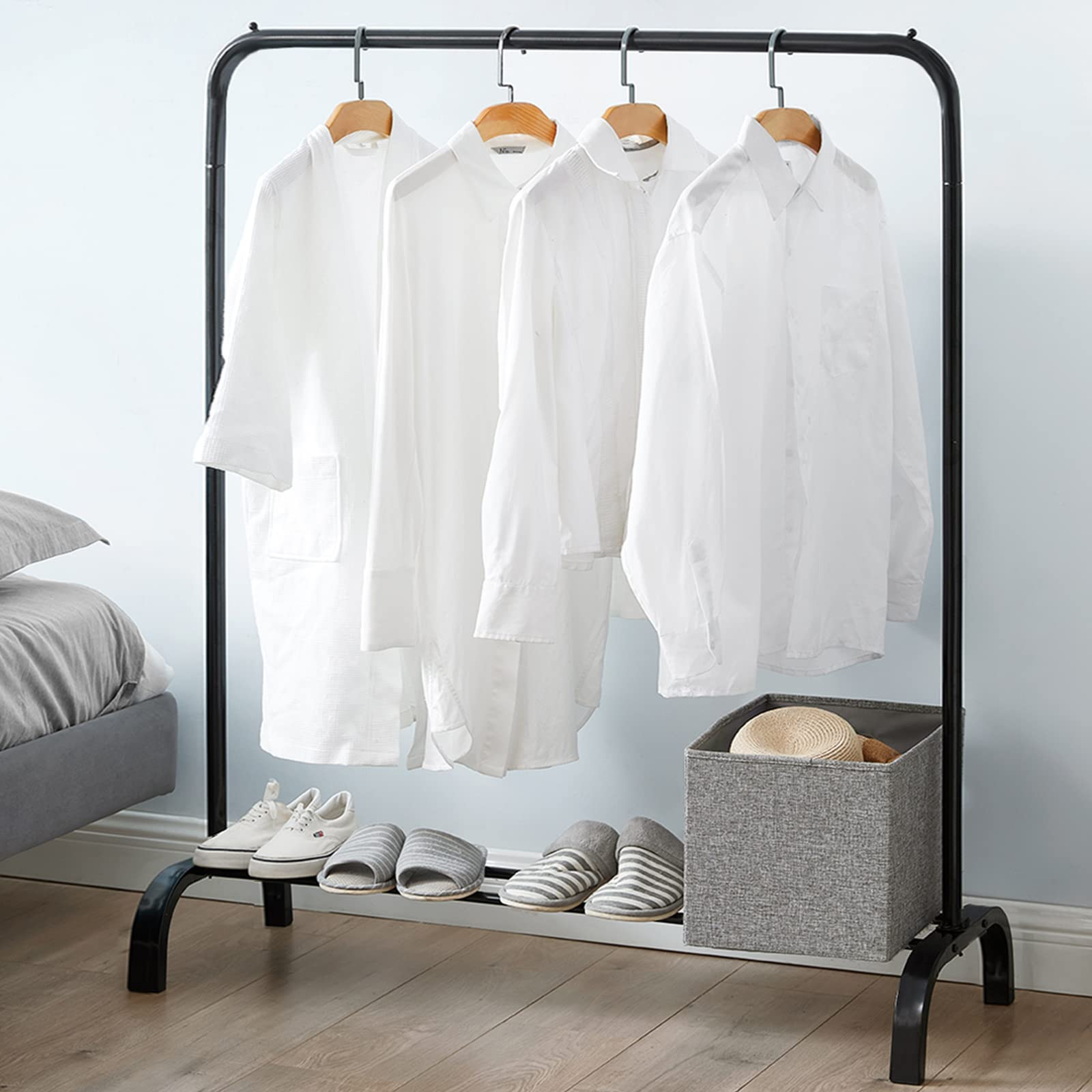 Vivo Technologies Metal Rail Stand with Hanging Rail and Storage Shelf , Clothes Rack for Bedroom... | Amazon (UK)