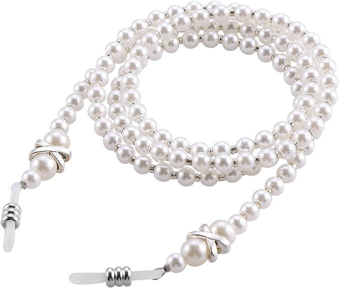 OCR White Pearl Beaded Eyeglass Chain , Eyewear Sunglasses Cord Neck Strap Holder | Amazon (US)