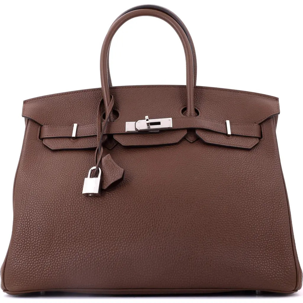 Pre-Owned Hermes Birkin Handbag Brown Togo with Palladium Hardware 35 in Brulee at Nordstrom, Size Medium | Nordstrom