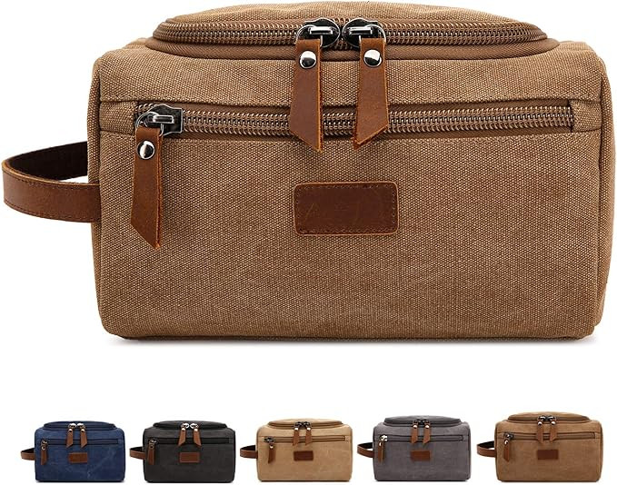 Men's Toiletry Bag Canvas Shaving Dopp Kit Travel Bathroom Bags Organizer | Amazon (US)