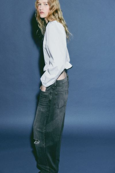 Puff-sleeved Peplum Blouse | H&M (US + CA)